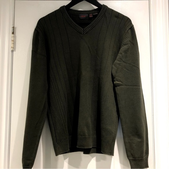 Vintage Dark Green Olive Knit Sweater - Picture 1 of 4